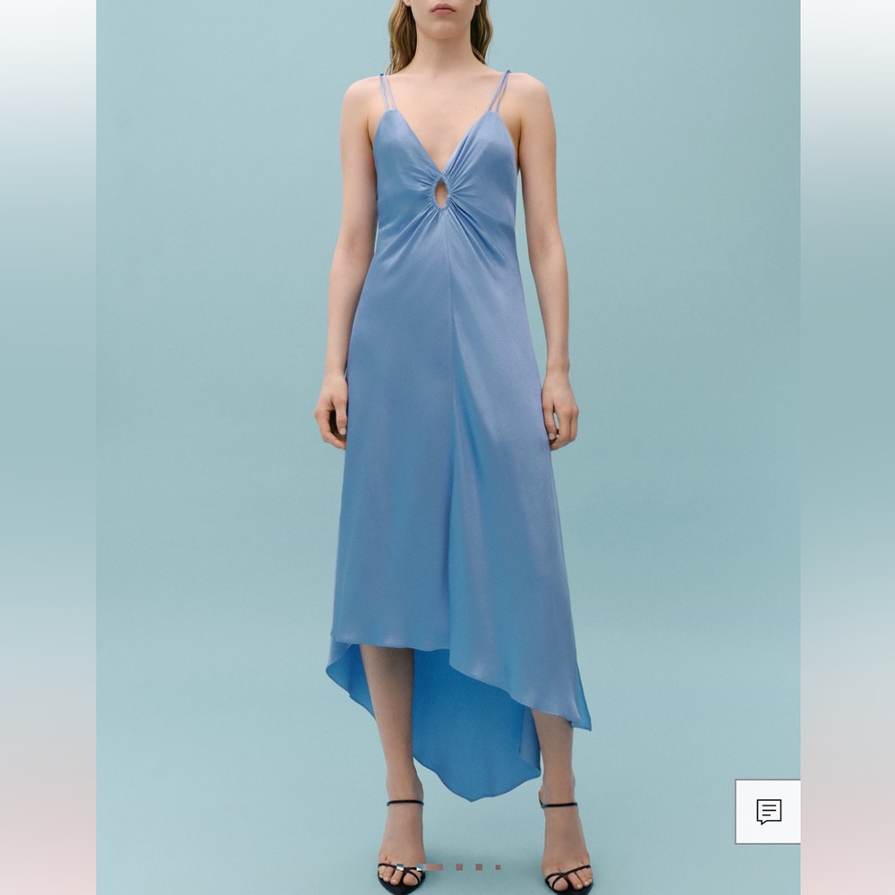 Victoria Beckham x mango ASYMMETRICAL SATIN DRESS WITH GATHERED OPENING